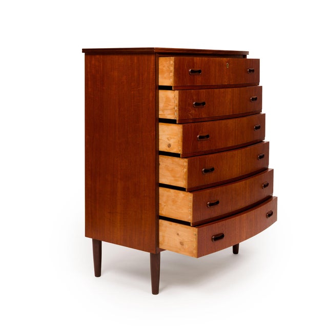 Vintage Danish Mid-Century Teak Six Drawer Tallboy Dresser For Sale - Image 4 of 8