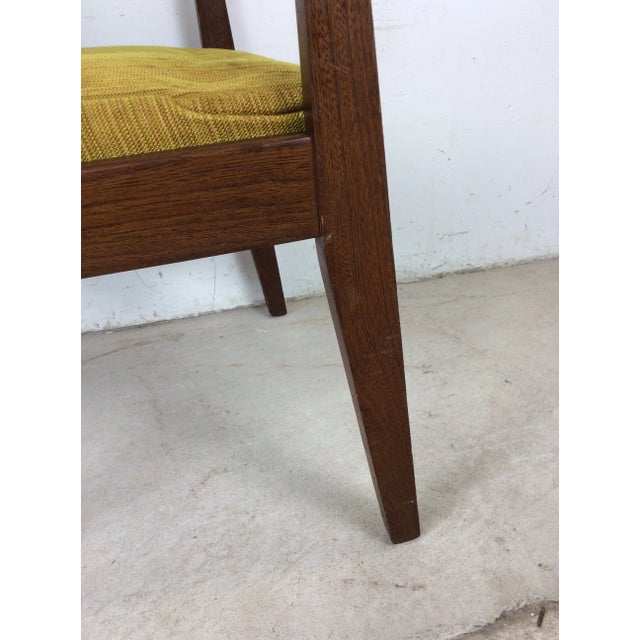Mid Century Modern Arm Chair With Vintage Green Upholstery For Sale - Image 11 of 12