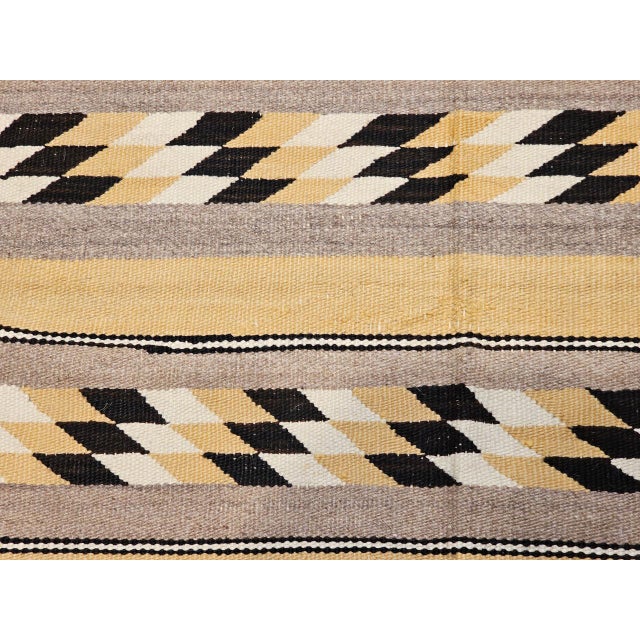 Vintage Native American Navajo Rug, Handwoven Wool, Chinle Revival Pattern, Tan & Black, 3x5 For Sale - Image 11 of 15