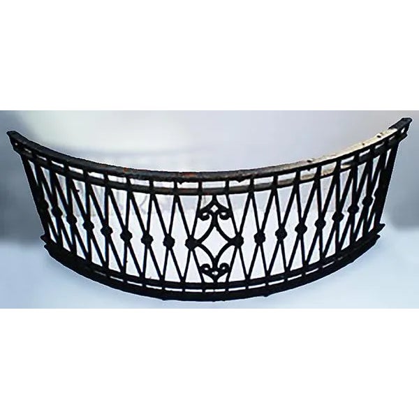 Traditional Antique Wrought Iron Demilune Balcony Front For Sale - Image 3 of 4