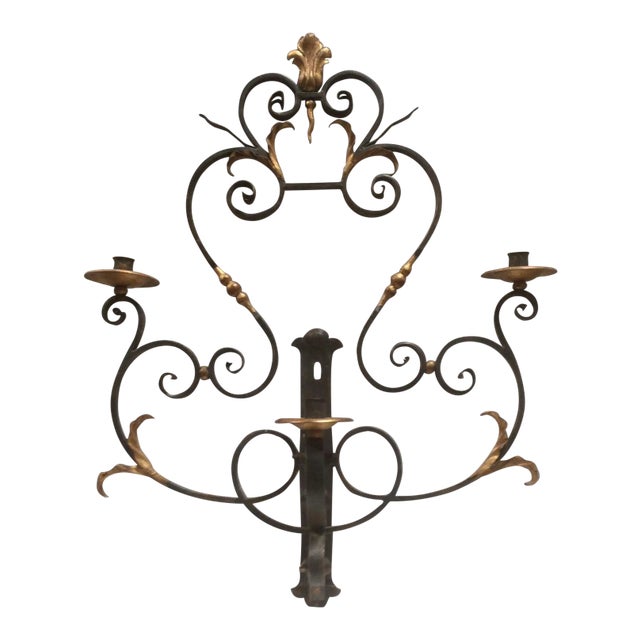 Hand Wrought Iron Candle Sconce For Sale