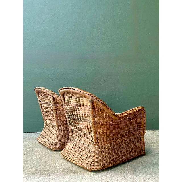 Vintage Braided Rattan Lounge Chairs - Pair For Sale - Image 13 of 18