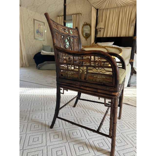 Chinese Circa 1820 Regency Period Chinese Export Bamboo Rattan Chair For Sale - Image 3 of 8