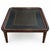 A handsome 20th-century tray top side table featuring a black lacquered surface with elegant gilt-tooled geometric...