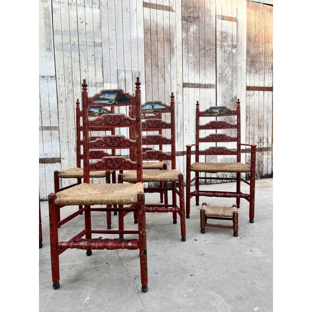 Antique Dinning Chairs in Wood, Set of 6 For Sale - Image 4 of 18