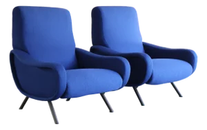 Pair of Early 1st Edition Lady Chairs by Marco Zanuso for Arflex in Raf Simmons Fabric, Italy, 1950s