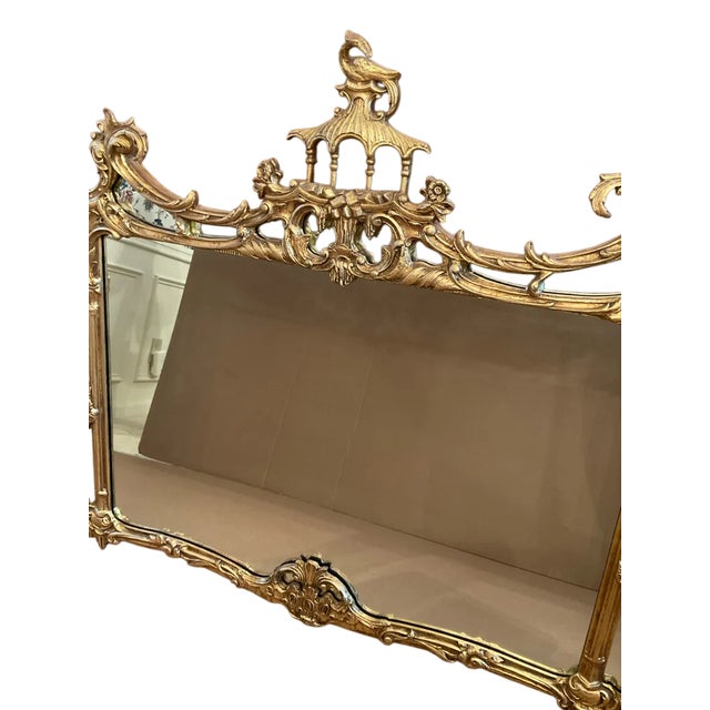 1970s Vintage Friedman Brothers Gilt Pagoda Chinoiserie Wall Mirror For Sale - Image 5 of 15