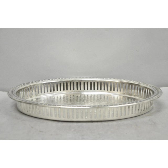 Vintage Eales Silver Plated Small Raised Gallery Oval Trinket Dish Bar Tray For Sale - Image 14 of 14