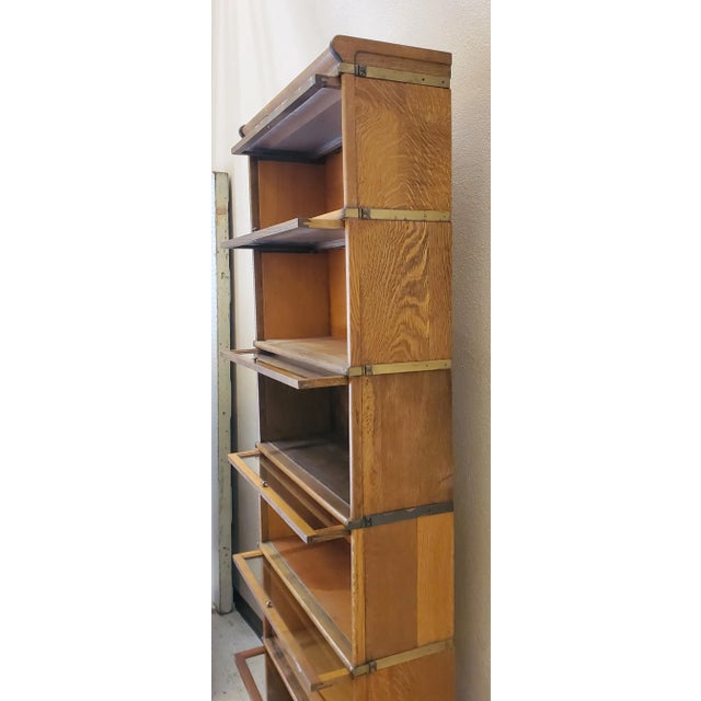 Brown Antique Tall Globe Wernicke Quarter Sawn Oak Barrister Lawyer Bookcase 6 Stacks 1910s For Sale - Image 8 of 12