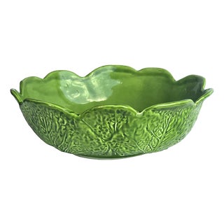 Vintage Vallauris French Majolica Trompe l'Oeil Cabbage Bowl For Sale