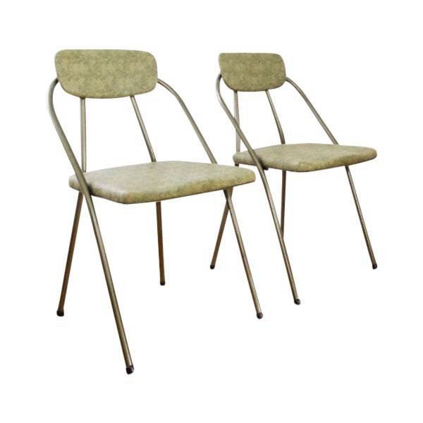 Retro Metal Folding Chairs A Pair Chairish