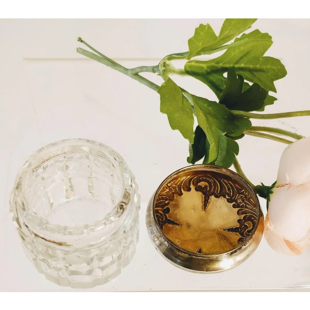 Sterling Silver and Cut Glass Dresser Vanity Jar For Sale In Fayetteville, AR - Image 6 of 13