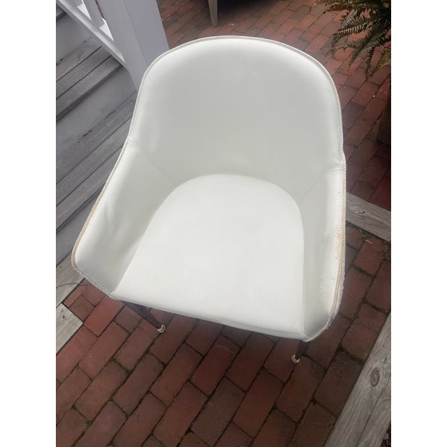 Set of 12 Sunpan Modern White Upholstered Dining Chairs With Chrome Legs (2017) For Sale In Nantucket - Image 6 of 12