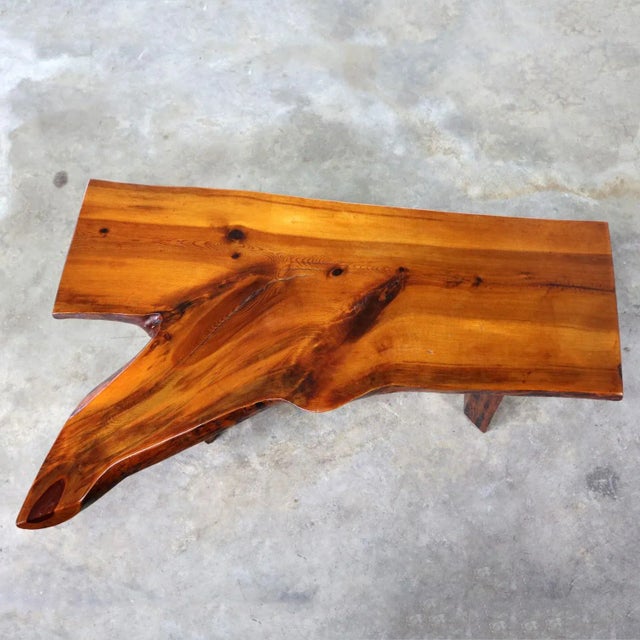 Live Edge Solid Slab Coffee Table or Bench in the Style of George Nakashima For Sale - Image 6 of 13