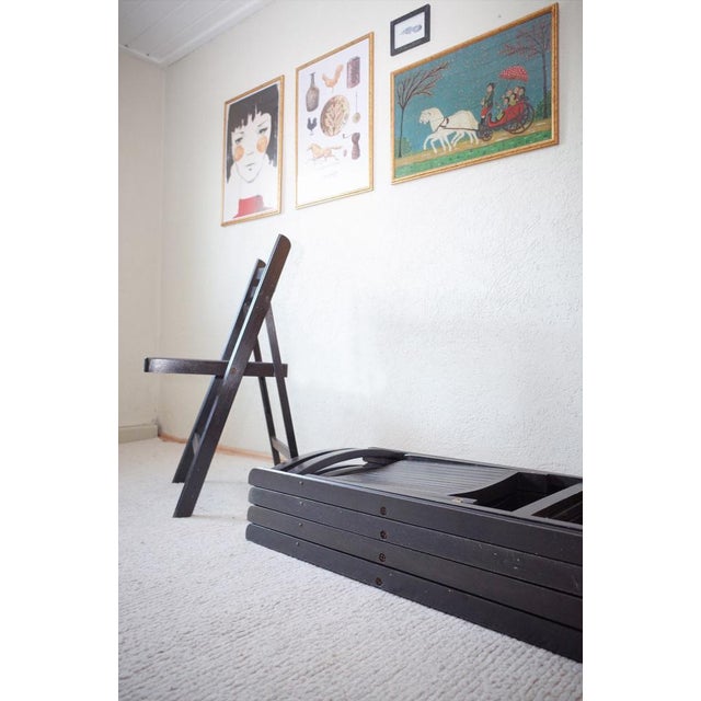 Vintage Painted Black Folding Chairs, Set of 5 For Sale - Image 17 of 18