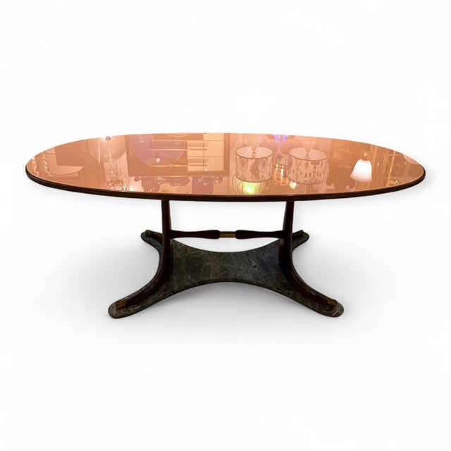 Oval Dining Table with Pink Glass Top by Vittorio Dassi for Dassi Mobili Moderni, 1950s For Sale - Image 10 of 10