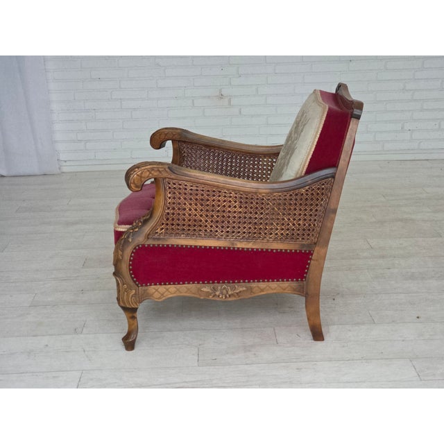 Danish Armchair in Velour and Ash, 1930s For Sale - Image 17 of 18