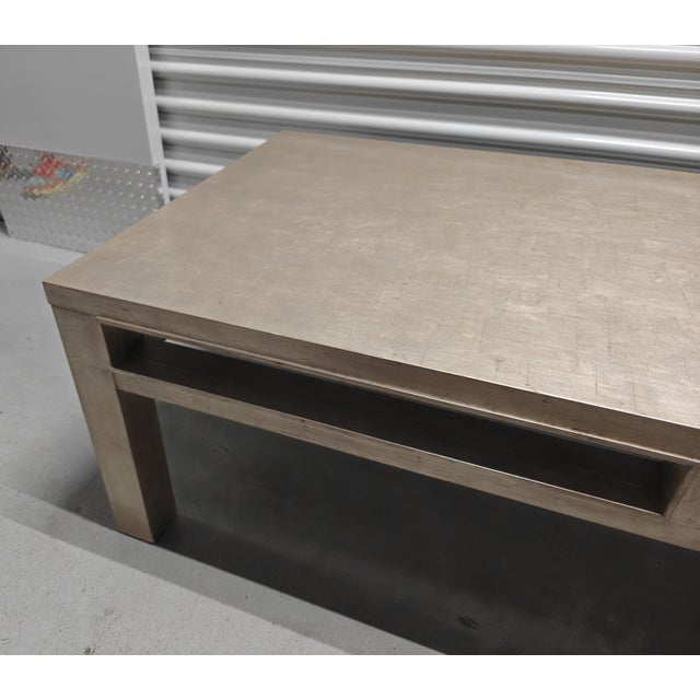 Baker Furniture Company Contemporary Baker Luxe Style White Gold Leaf Cocktail Table For Sale - Image 4 of 10
