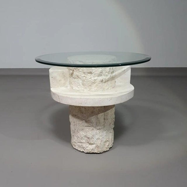Vintage Mactan Stone Side Tables with Faceted Glass Tops by Magnussen Ponte, 1980, Set of 2 For Sale - Image 10 of 11
