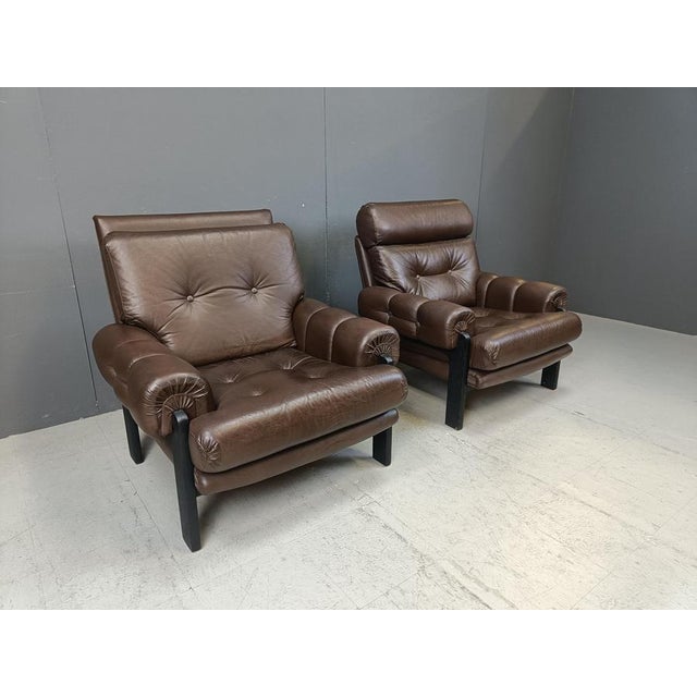 Leather Armchairs, Denmark, 1960s, Set of 2 For Sale - Image 6 of 16