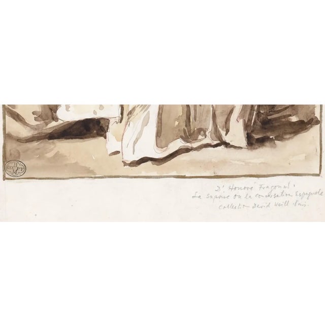 After Jean-Honore Fragonard original watercolor titled "The Letter" or "The Spanish Conversation" in the collection of...