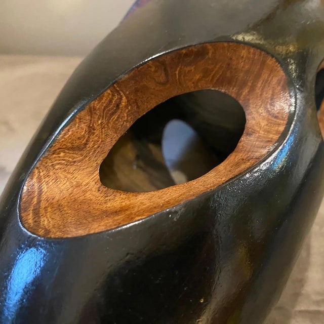 A 1980s Vintage Organic Modern Hand Carved Wood Sculptural Vase For Sale - Image 6 of 11