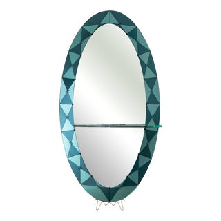 Large Oval Mirror from Cristal Art, 1950s For Sale