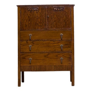 Art Deco Oak Tallboy, 1930s For Sale
