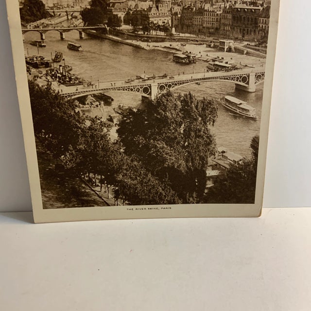 Wonderful sepia intaglio gravure view of Paris, France, circa 1905. Printed on soft ivory card stock with text on back....