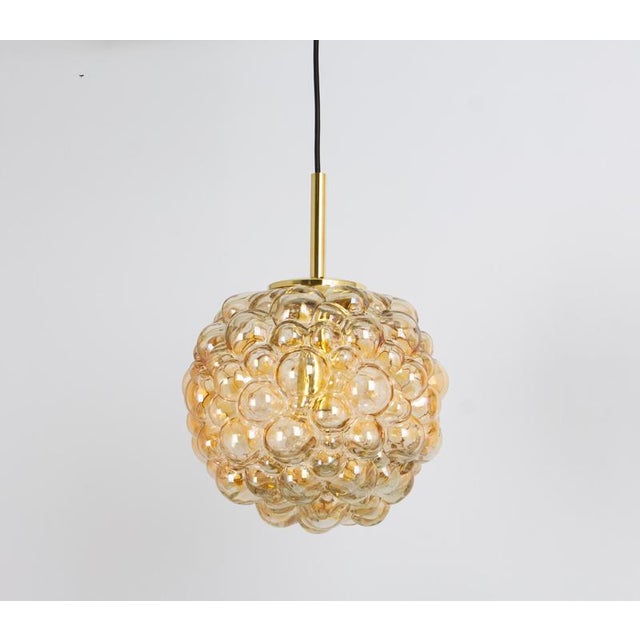Large Amber Bubble Glass Pendant by Helena Tynell for Limburg, 1970s For Sale - Image 4 of 9