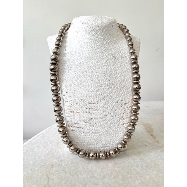 Stunning large Vintage Sterling Silver Native American Beaded Necklace.