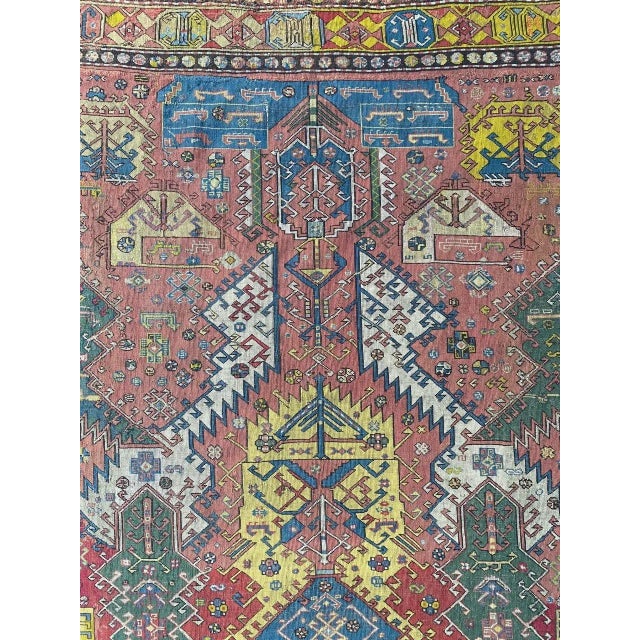 Antique Caucasian Needlepoint Embroidered Rug For Sale - Image 3 of 18