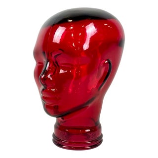 Vintage German Red Glass Head, 1970s For Sale