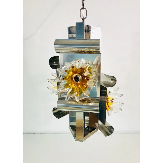 1970s Aluminum and Murano Glass Ceiling Light by Mazegga, Italy For Sale - Image 10 of 10