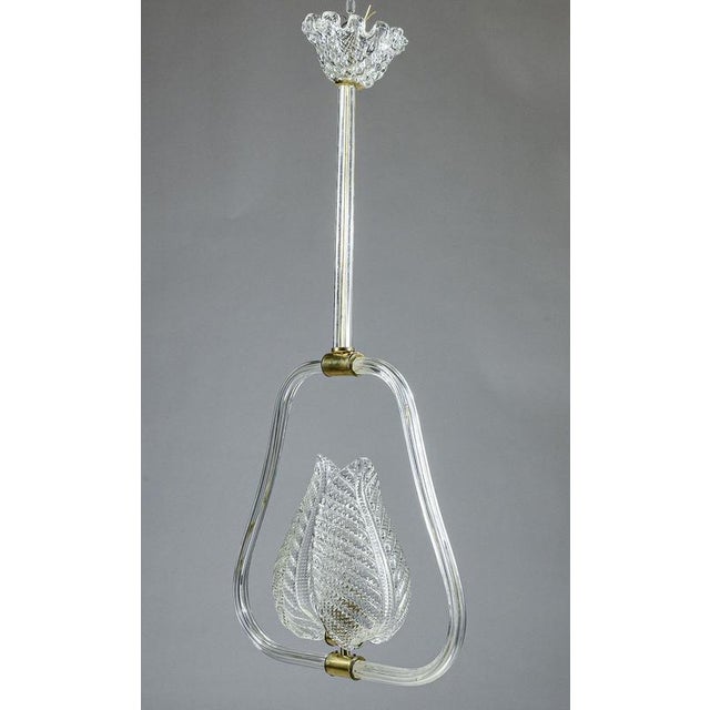White Murano Pendant Light with Leaves For Sale - Image 3 of 9