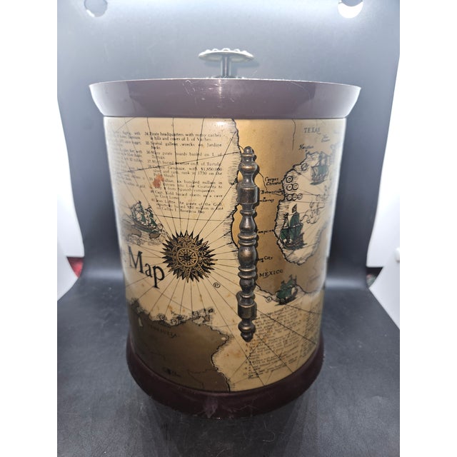 Mid-Century Modern Vintage Cera Ice Bucket Features a "Treasure Map" Design For Sale - Image 3 of 8