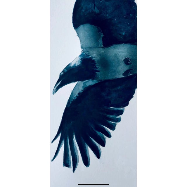 "Flight 6" Contemporary Ink on Paper Drawing of.a Raven For Sale - Image 4 of 6