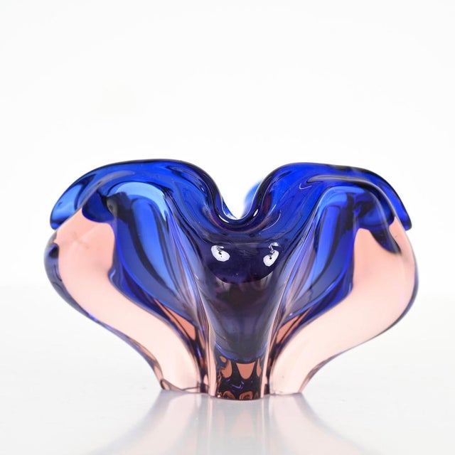 Pink and Blue Sommerso Murano Glass Bowl form Fratelli Toso, Italy, 1960s For Sale - Image 9 of 18