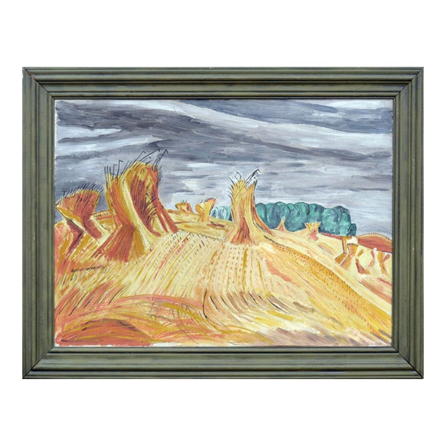Modernist Wheat Sheaves Landscape by Eleanor Walls Plau For Sale