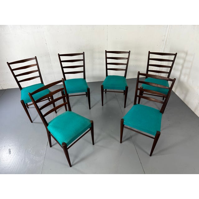 Aqua Mid-Century Modernist Danish Teak Dining Chairs by Cees Braakman for Pastoe, 1950s, Set of 6 For Sale - Image 8 of 13
