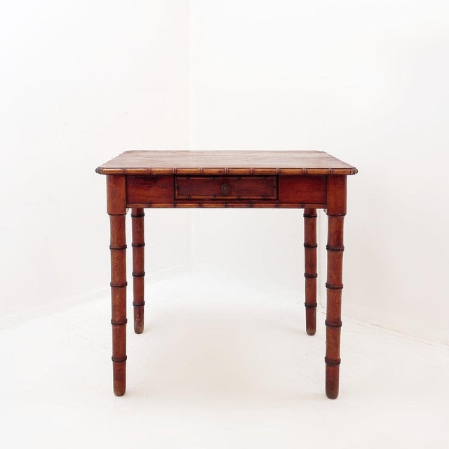 French Faux Bamboo Desk in Pine For Sale - Image 6 of 13