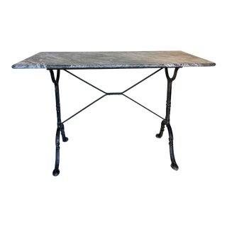 Early 20th Century French Iron Bistro Table With Marble Slab Top For Sale