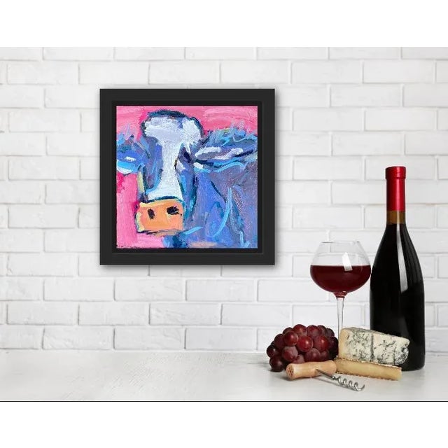 Abstract Cow in Pink Oil Painting For Sale - Image 9 of 12