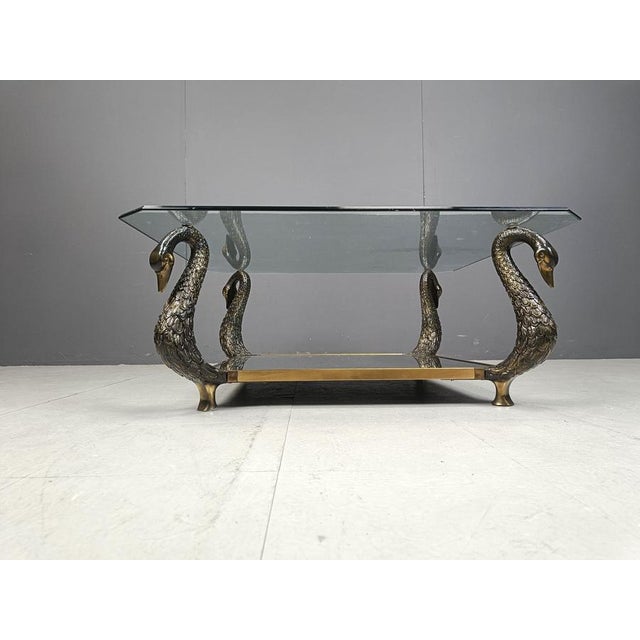 1970s Brass Swan Coffee Table, 1970s For Sale - Image 5 of 11