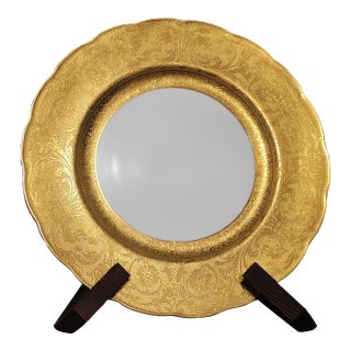 Early 20th Century Set of 6 Antique George Jones & Sons Dinner Plates – Embossed Gold Rim, Bavaria Mark For Sale