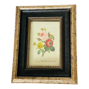 1970s O.J.Redoute Small Chromolithograph Botanical Floral Framed Reproduction