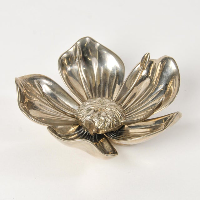 1960's Flower Ashtray With Removable Petals Silver Plate Floral Cocktail Ashtray For Sale - Image 4 of 12