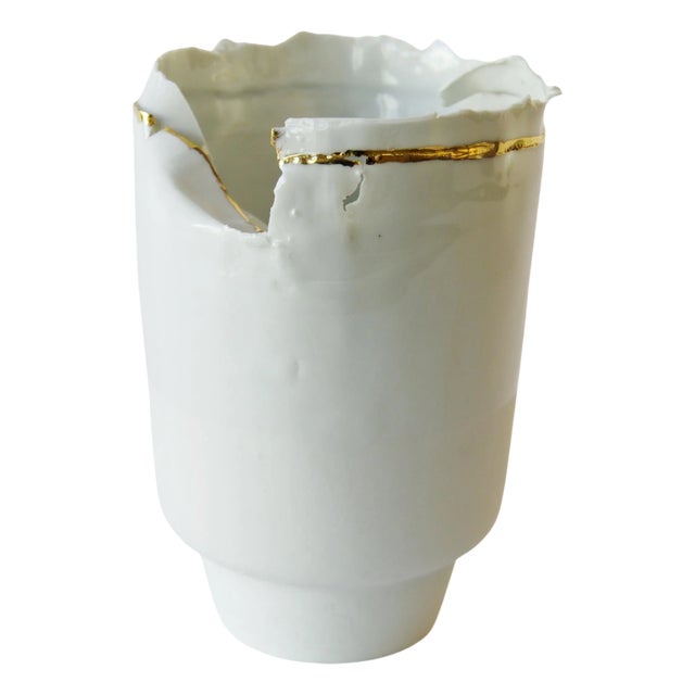 Porcelain and Gold Vase by Dora Stanczel For Sale