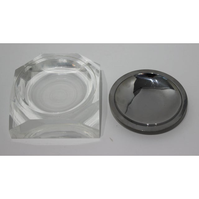 Transparent Candy or Nut Dish Lucite & Stainless For Sale - Image 8 of 10