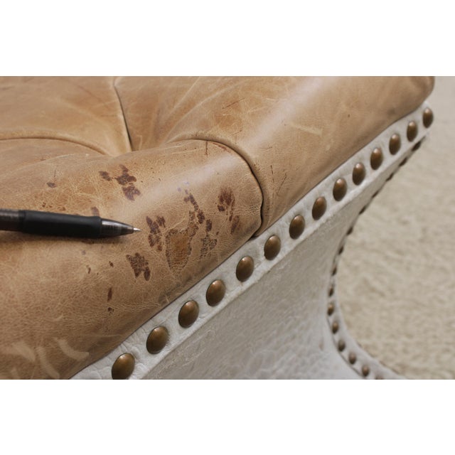 Thomasville Pair of Tufted Leather Stools For Sale - Image 13 of 14
